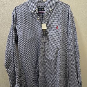 Ralph Lauren Men's Black and White Checkered Shirt
